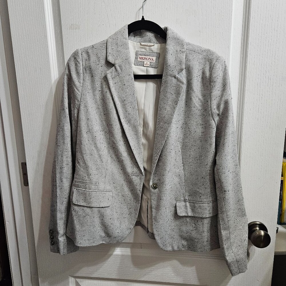 Merona Blazer, Size 10, Herringbone/Tweed